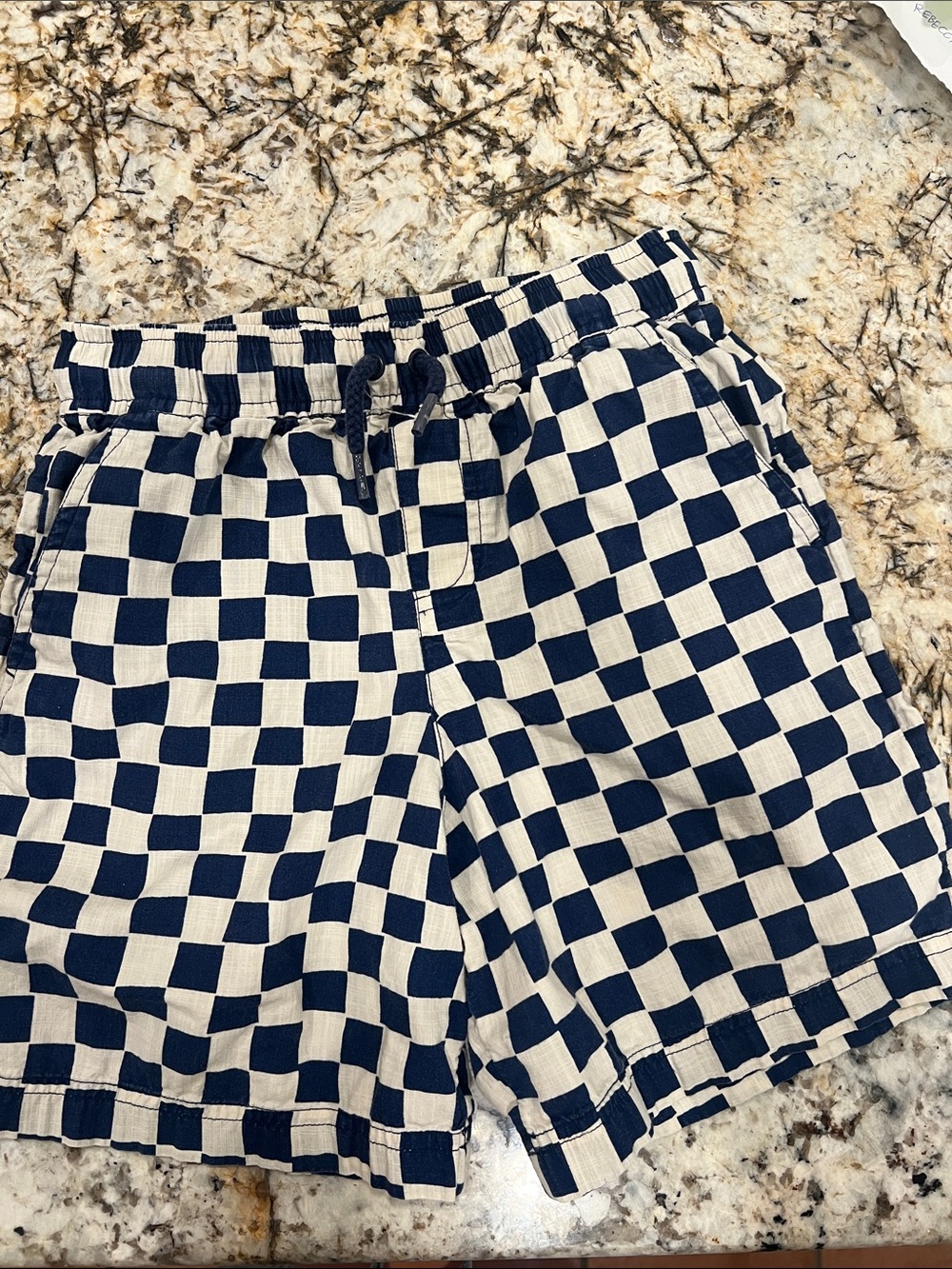 Hanna Andersson Navy and Cream Checkerboard Pull-On Shorts MIIIIINT CONDITION